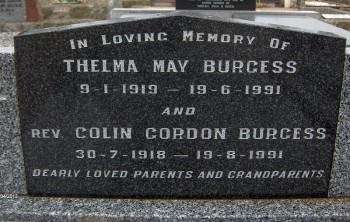 Rev. Colin Gordon BURGESS - Moorngag Cemetery