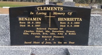 Mrs (Benjamin) Henrietta CLEMENTS - Moorngag Cemetery