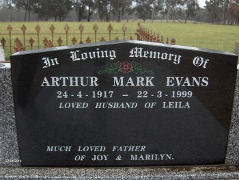 Arthur Mark EVANS - Moorngag Cemetery