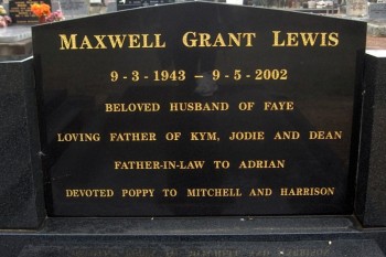 Maxwell Grant LEWIS - Moorngag Cemetery