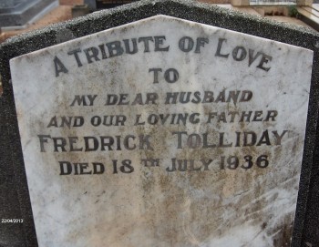 Fredrick TOLLIDAY - Moorngag Cemetery