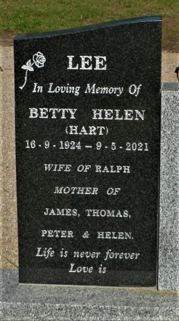 Betty Helen LEE - Winton Cemetery