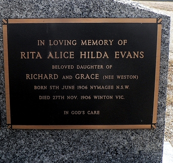 Rita Alice Hilda EVANS - Winton Cemetery