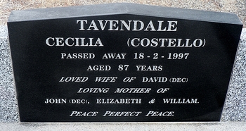 Cecilia TAVENDALE - Winton Cemetery
