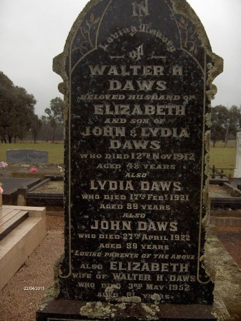 Elizabeth DAWS - Moorngag Cemetery