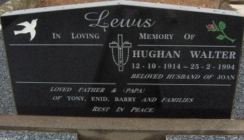 Hughan Walter LEWIS - Moorngag Cemetery