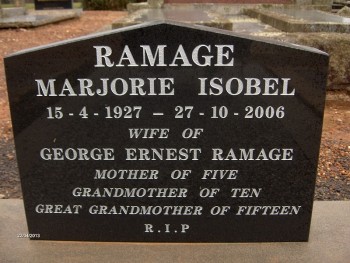 Marjory Isobel RAMAGE - Moorngag Cemetery