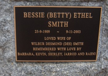 Bessie (Betty) Ethel SMITH - Moorngag Cemetery